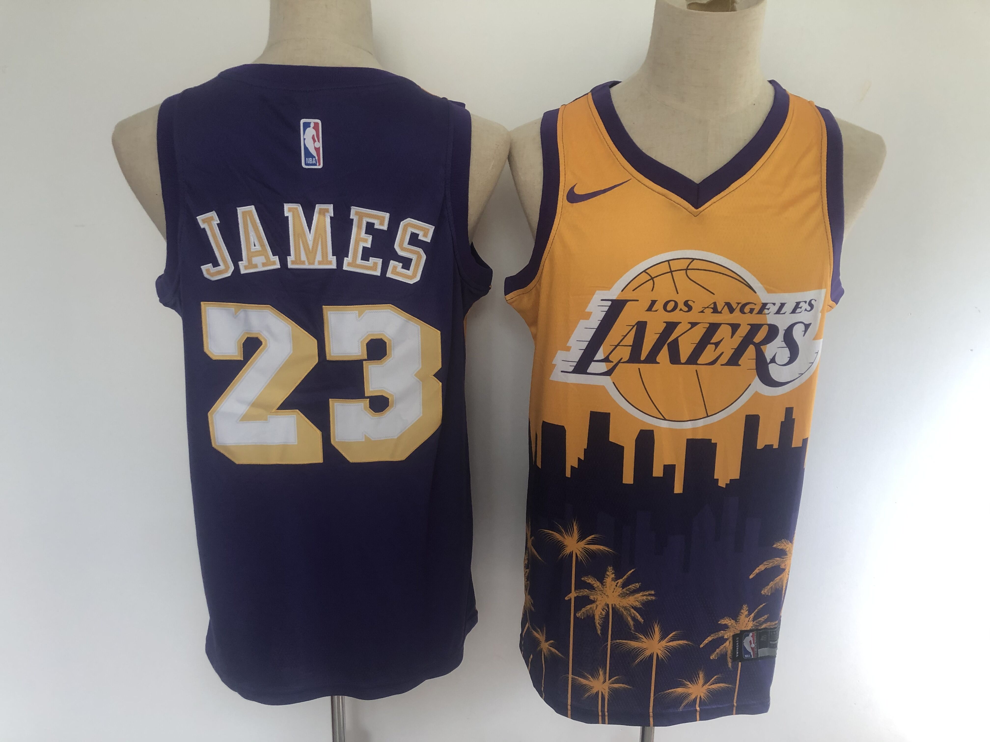 2020 Men Los Angeles Lakers #23 James yellow blue game Nike NBA jersey